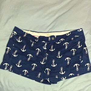 J. Crew High Waist Blue and White Nautical Shorts